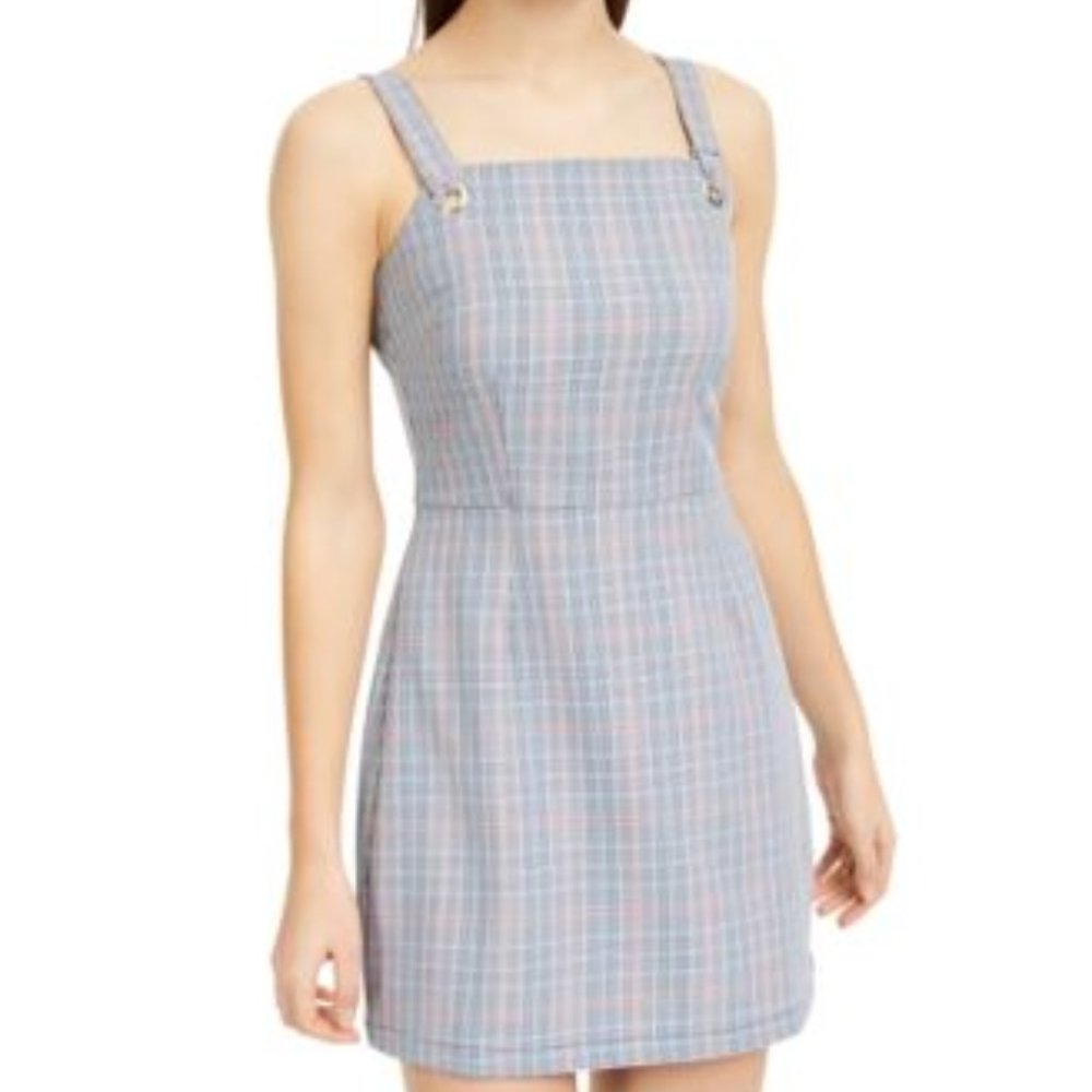 Be Bop Juniors Plaid Jumper Dress NavyCoral L